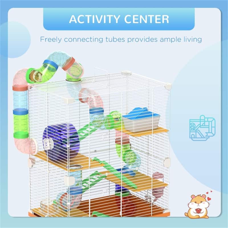 5-Tier Small Hamster Cage with Two Front Door and Multiple Pipes - 18" L x 11.75" W x 22.75" H