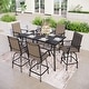 preview thumbnail 65 of 67, 7-Piece Patio Bar Stool Set Textilene Swivel Stools