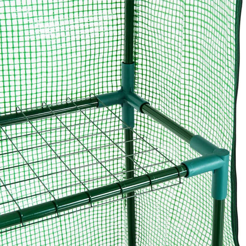 Outsunny 56" x 29" x 77" Mini Walk-in Greenhouse Kit, Portable Green House with 4 Shelves, Roll-Up Door