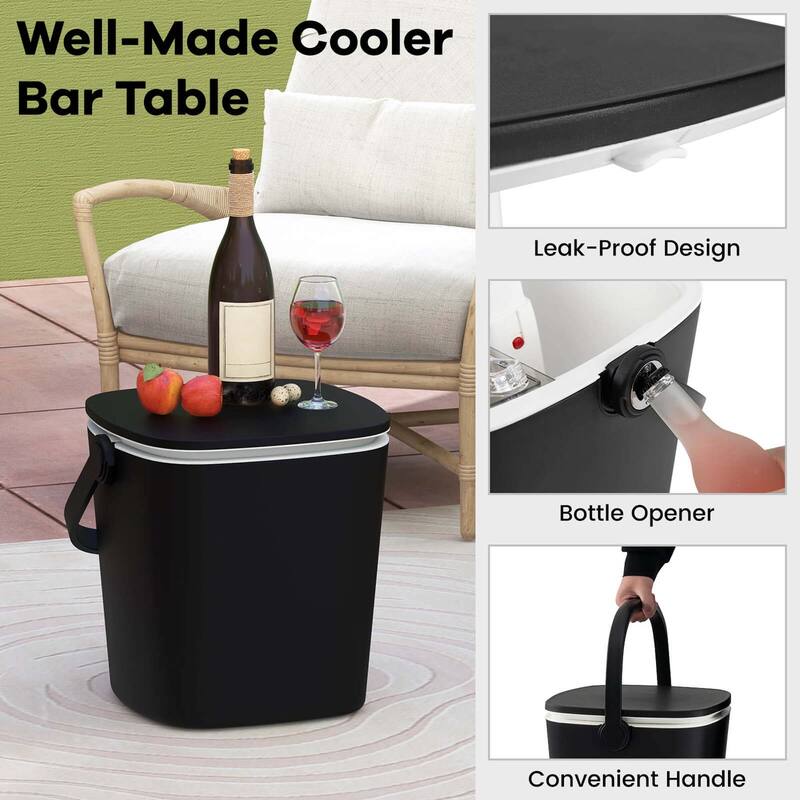 Costway 4 Gallon Portable Cooler Bar Table with Handle Bottle Opener & - See Details