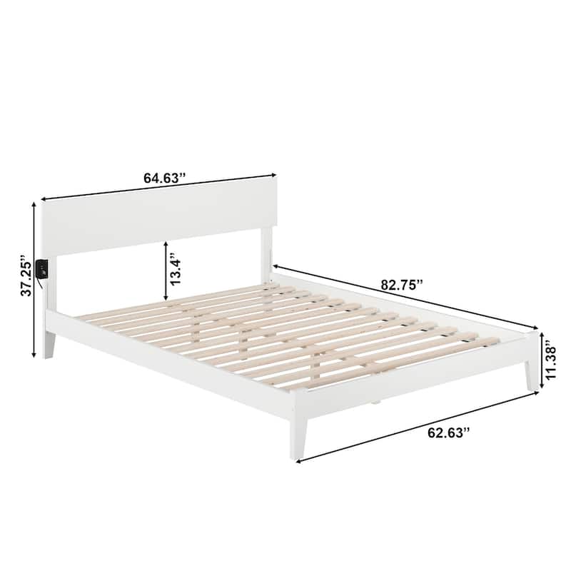 Orlando Queen Low Profile Wood Platform Bed in White