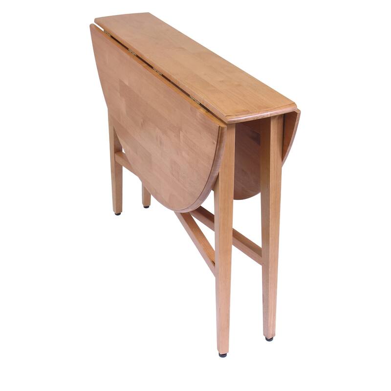 Double Drop Leaf Round Dining Table, Light Oak - 41.97 x 41.97 x 29.37 inches