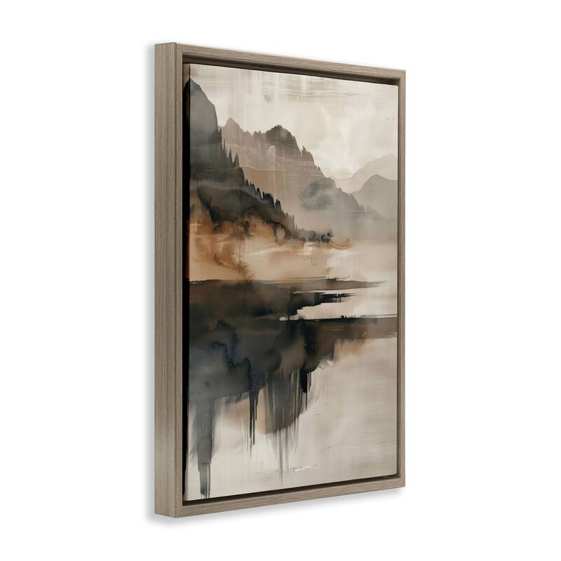 Stupell Layered Opaque Mountain Reflection Framed Floater Canvas Wall Art Design By LSR Creative Studio