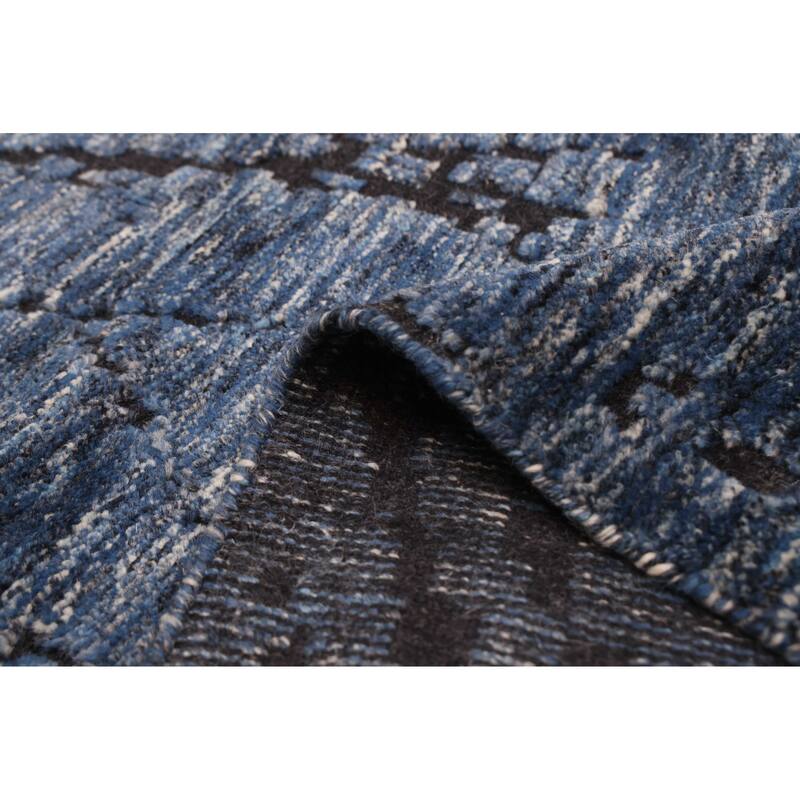 ECARPETGALLERY Hand-knotted Tangier Dark Blue Wool Rug - 5'6 x 7'6