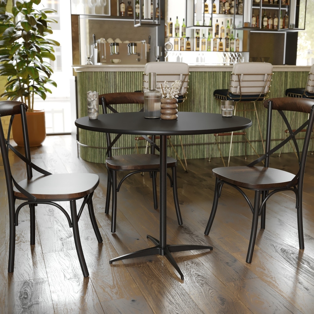 Flash Furniture Cocktail Table with 30'' and 42'' Columns: Round Wood 36