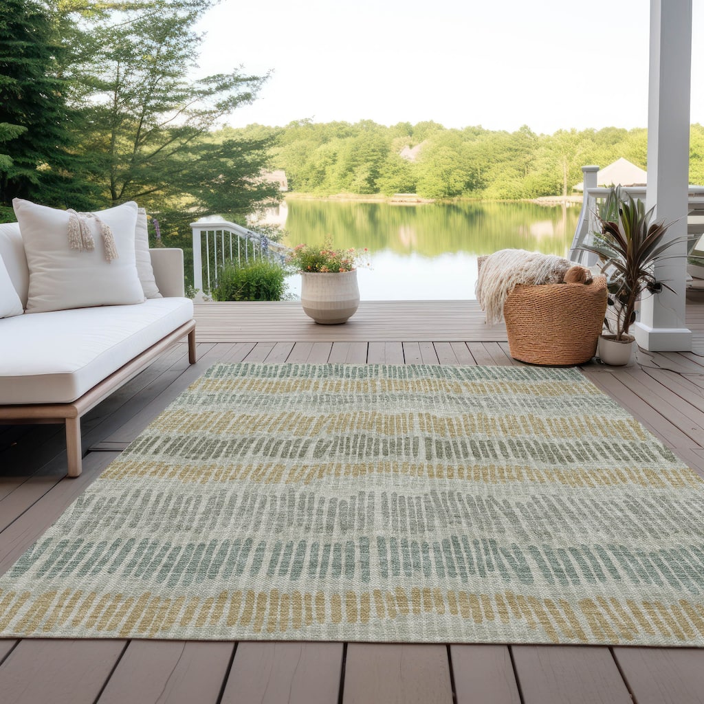 Machine Washable Indoor/ Outdoor Chantille Abstract Stripe Rug