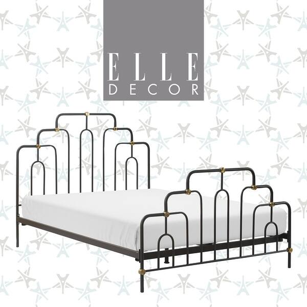 slide 13 of 26, Elle Decor Astrid Modern Bed With Metal Headboard and Footboard, Requires No Box Spring Queen