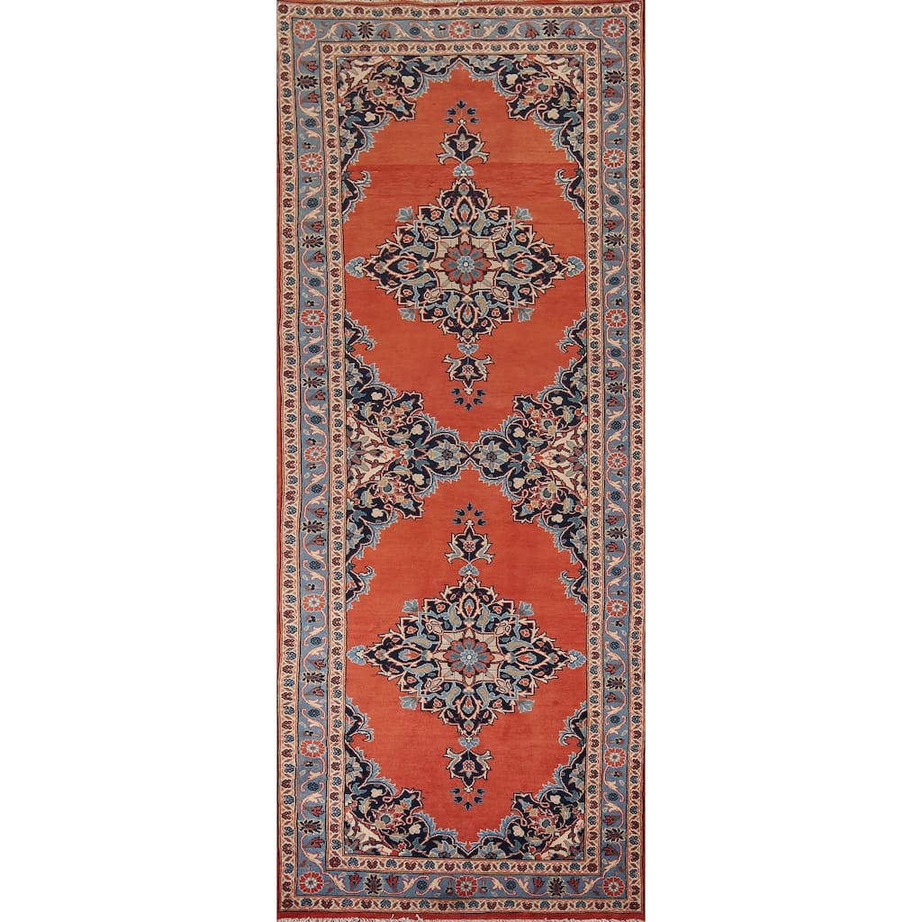 Kashan Vintage Persian Runner Rug Handmade Wool Carpet - 3'3" x 9'10"