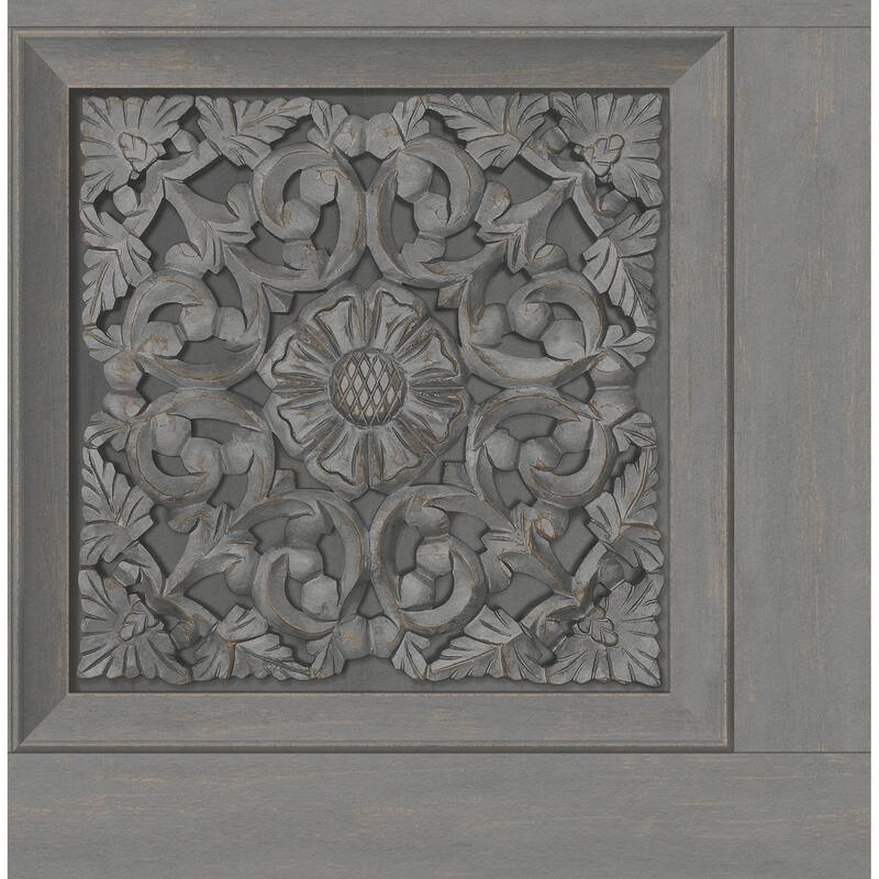 Fine Decor Albie Dark Grey Carved Panel Wallpaper