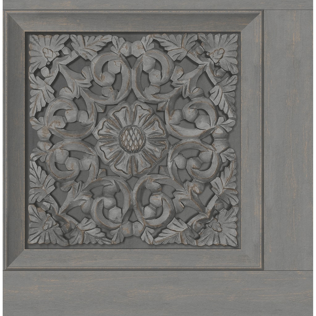 Fine Decor Albie Dark Grey Carved Panel Wallpaper