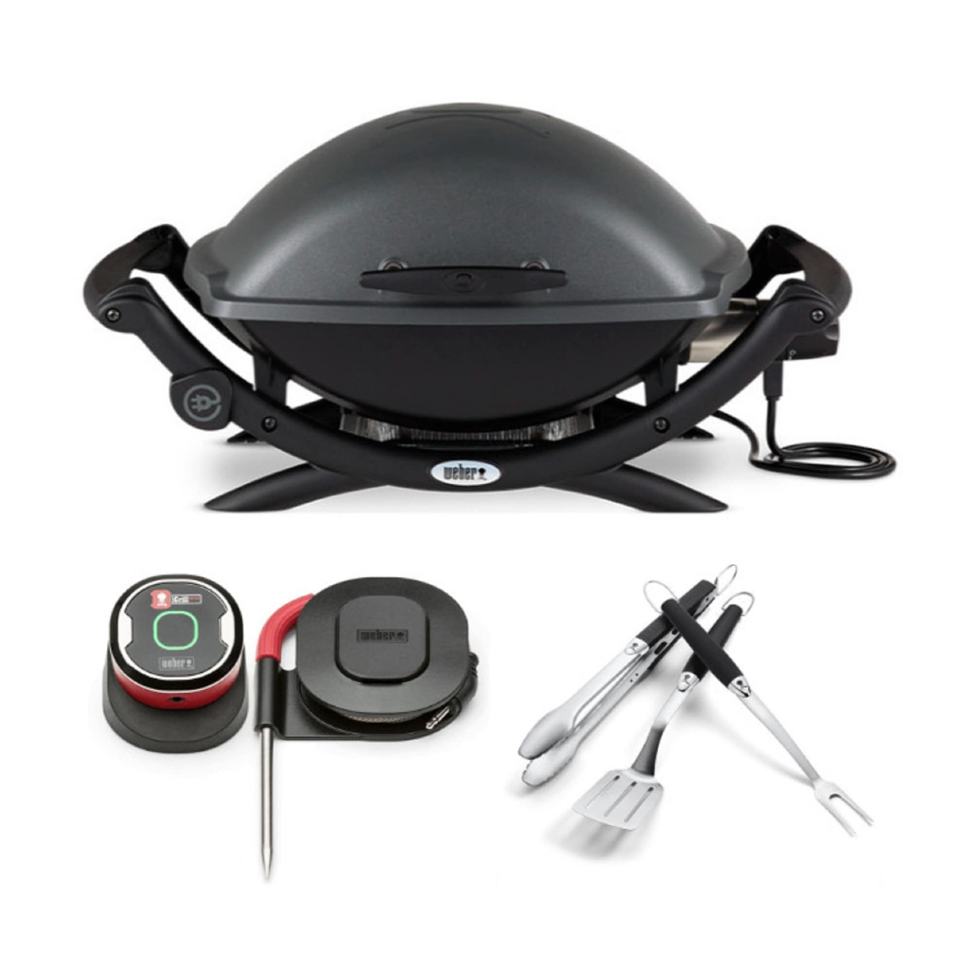 Weber Q 2400 Electric Grill Black with Thermometer and Tool Set