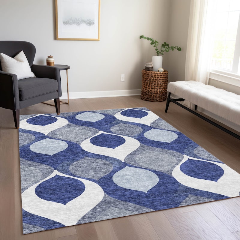 Machine Washable Indoor/ Outdoor Chantille Geo Contemporary Rug