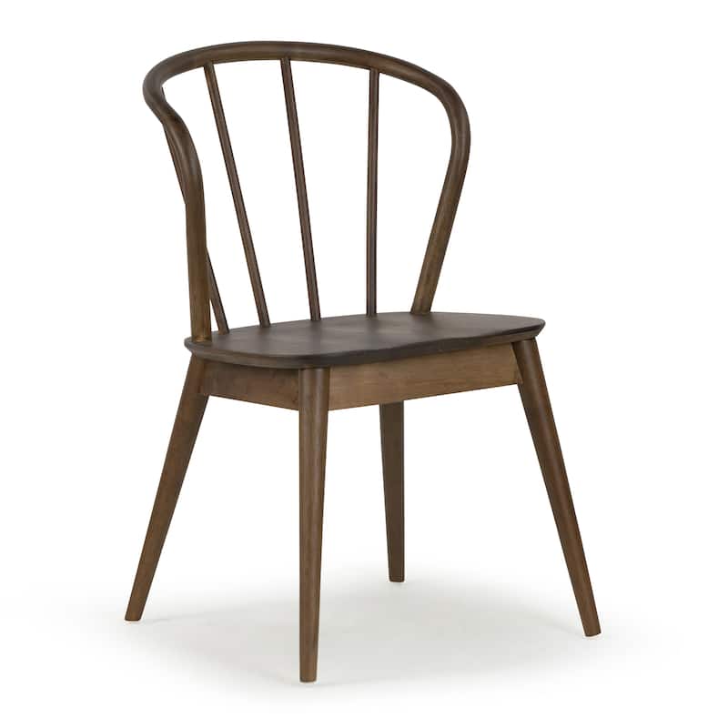 Set of 2 Azure Walnut Rubberwood Dining Chair with Windsor Back