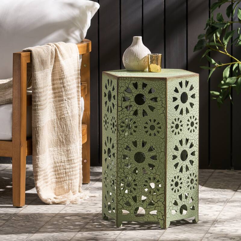 Side Table Outdoor 14-inch Floral Side Table by Christopher Knight Home