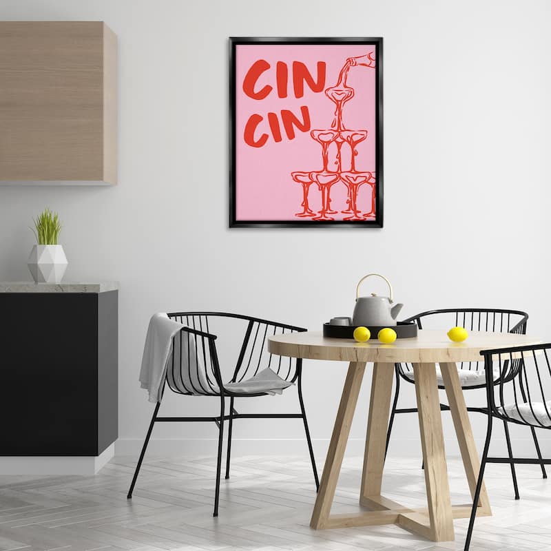 Stupell Cin Cin Champagne Tower Framed Floater Canvas Wall Art Design By House of Lulu