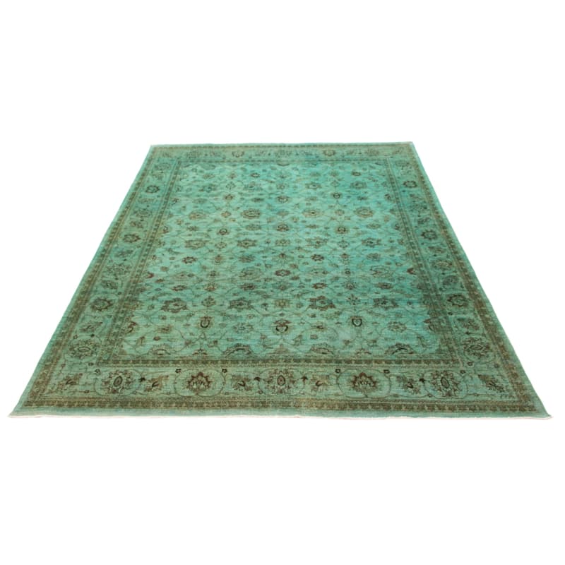 ECARPETGALLERY Hand-knotted Vibrance Cyan Wool Rug - 8'8 x 11'7