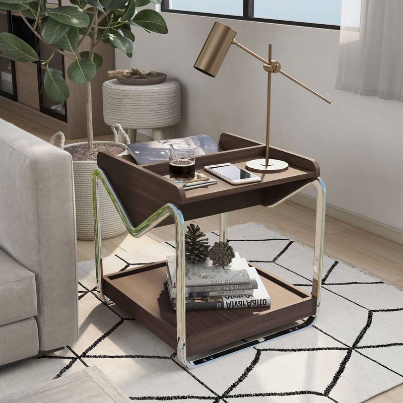 DH BASIC Contemporary 22-inch Metal 3-shelf End Table by Denhour - Wenge