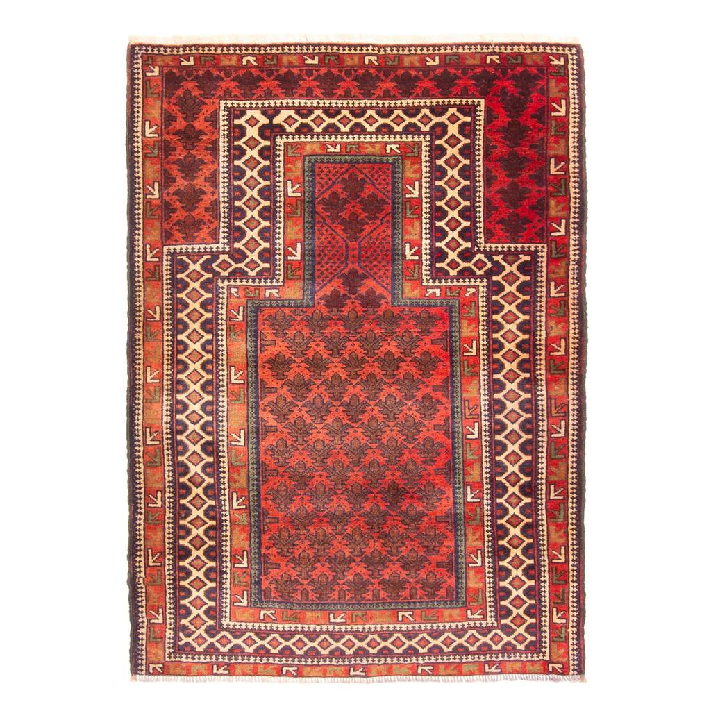 ECARPETGALLERY Hand-knotted Teimani Red Wool Rug - 3'2 x 4'7