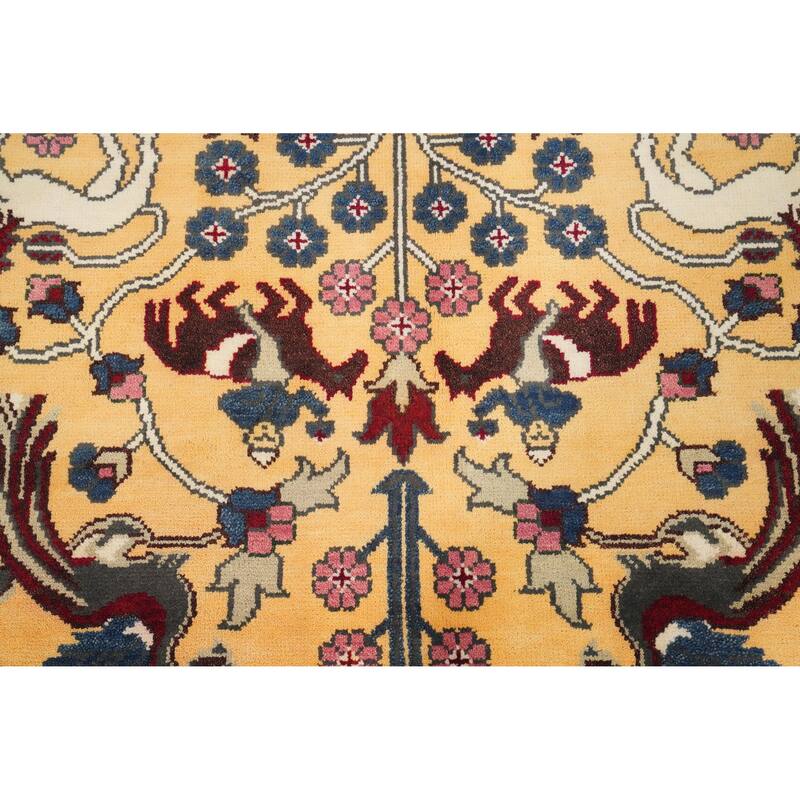 Hand Knotted Oriental 100% Wool Carpet Traditional Floral Yellow & Gold Ziegler Area Rug - 9' 11'' X 8' 0''
