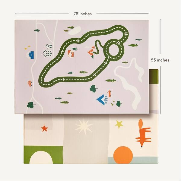 Tiny Land® Double-Sided Baby Playmat Forest Track Wonder - Multi-Color