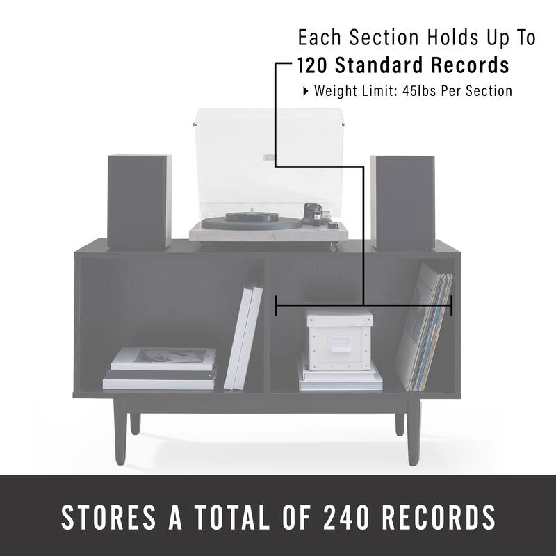 Crosley Liam Medium Record Storage Console Cabinet - 40 "W x 15.75 "D x 22.25 "H