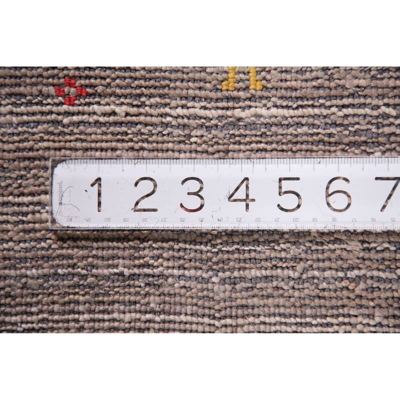 Tribal Gabbeh Oriental Area Rug Handmade Silk Beige Carpet - 8'0" x 9'8"