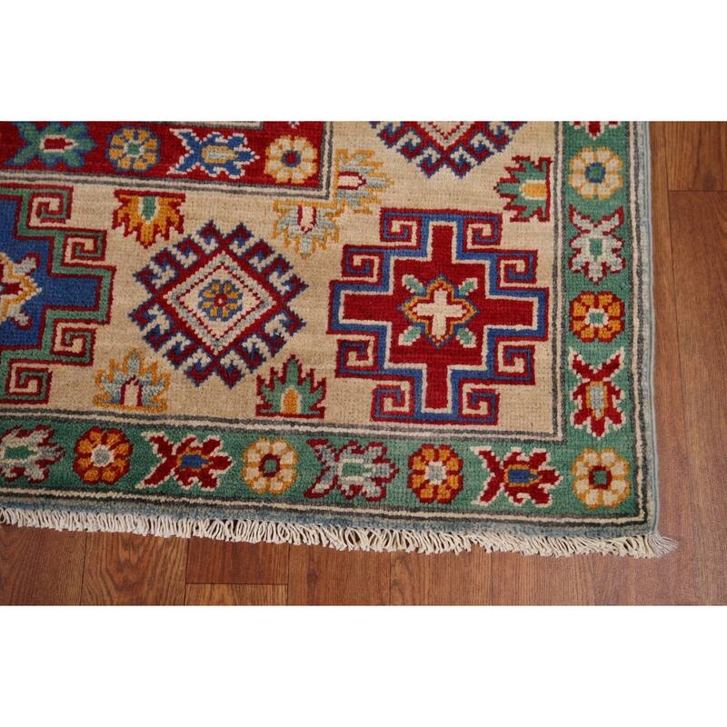 Geometric Kazak Rug Hand-Knotted Wool Carpet - 5'8" x 9'5"