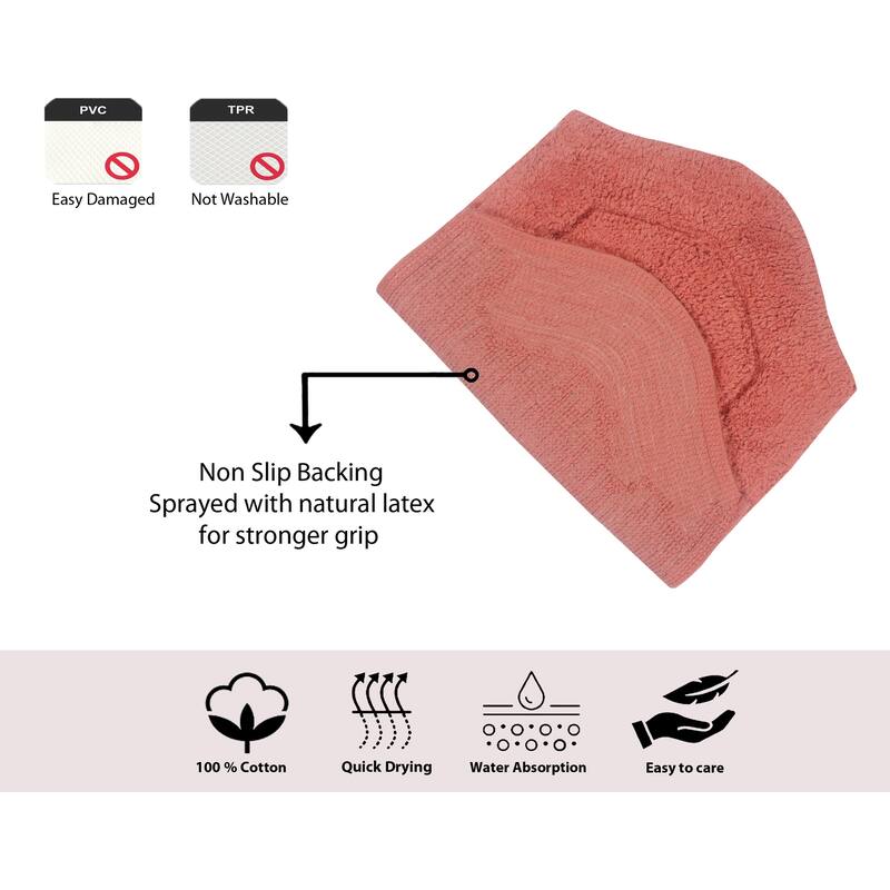 Waterford Collection 100% Cotton Non-Slip Bathroom Rug Set, Machine Washable Bath Rug, 5 Piece Bath Mat Set with Contour