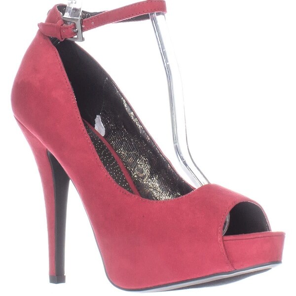 dark red platform heels