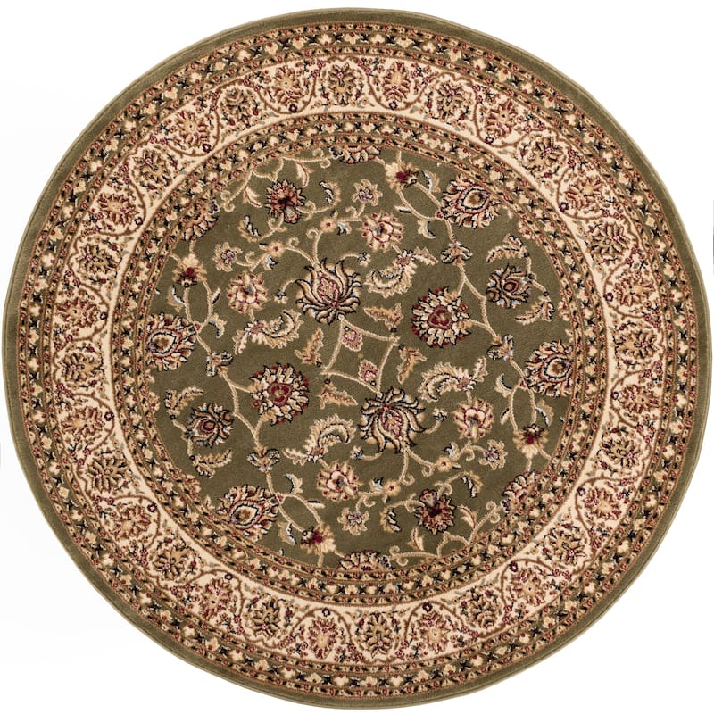 Well Woven Barclay Sarouk Oriental Persian Traditional Area Rug - 7'10" Round - Green