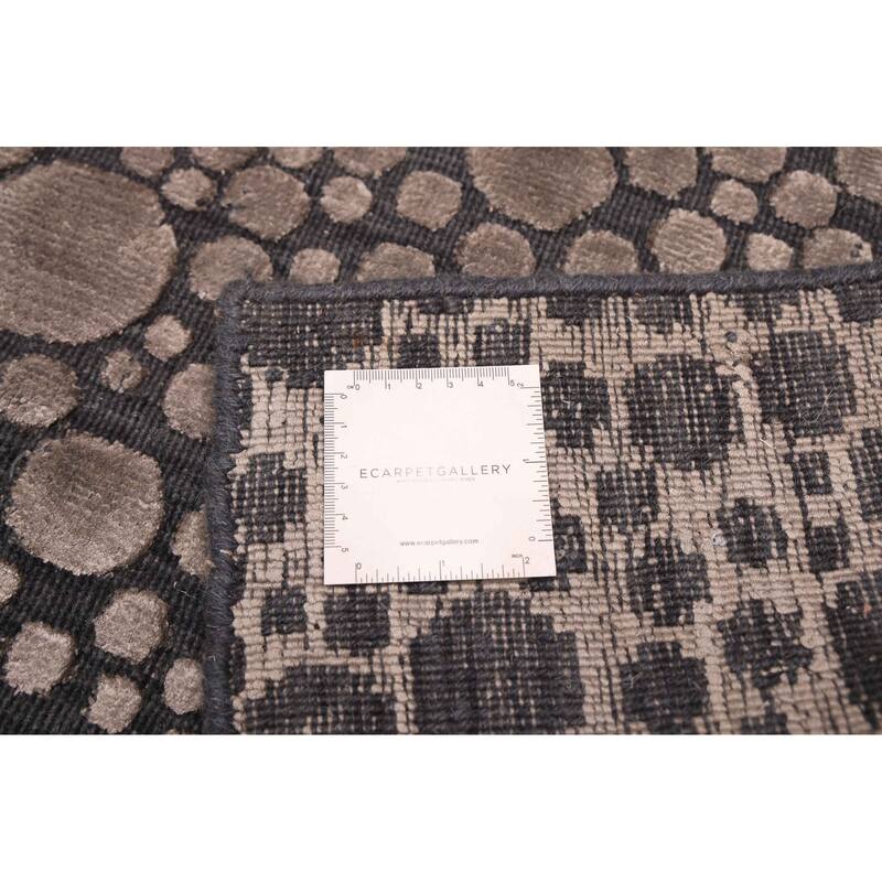 ECARPETGALLERY Hand Loomed Elysian Taupe Viscose, Wool Rug - 4'11 x 7'0