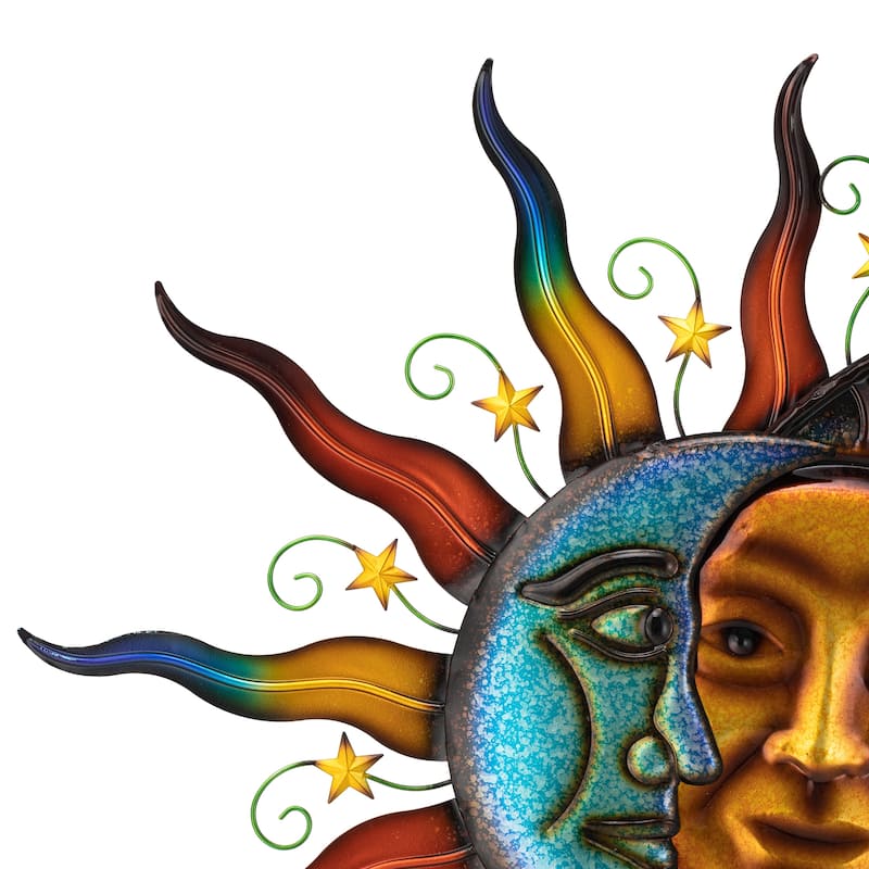 Glitzhome 33.5"L Metal Sun and Moon Wall Décor