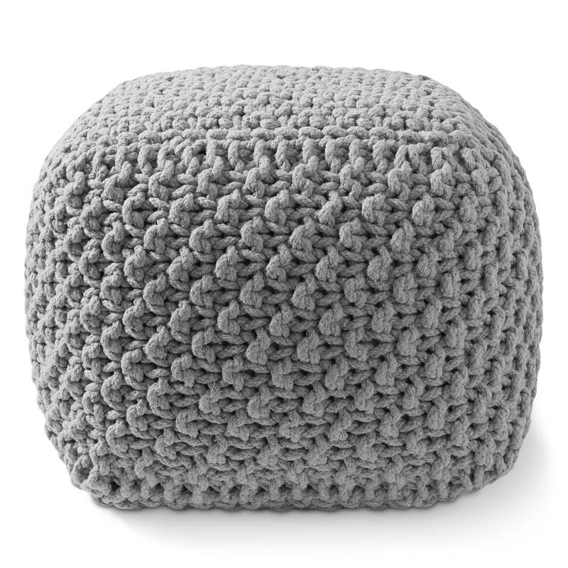 Cotton Pouf Ottomans Knit Foot Stool Pouffes for Living Room