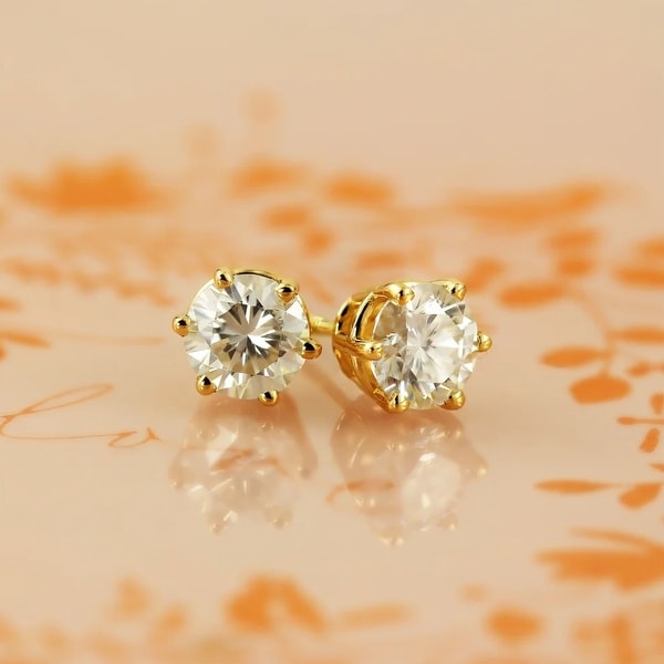 Auriya 1ctw Round Moissanite Stud Earrings 14k Gold - 5 mm. Opens flyout.