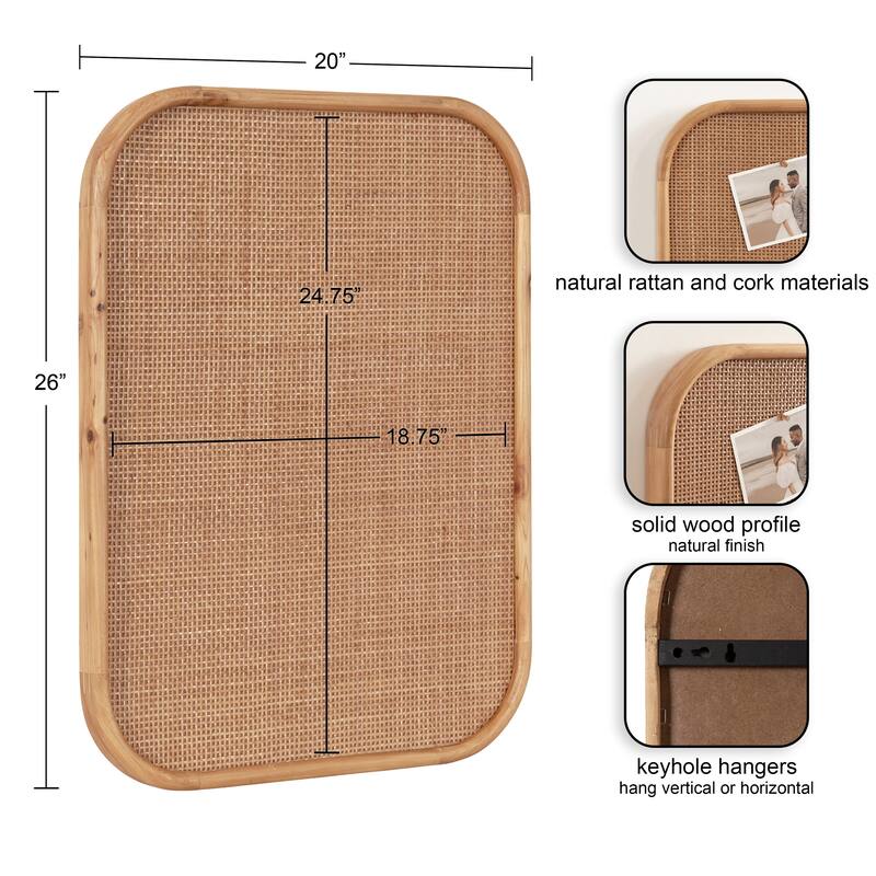 Kate and Laurel Planche Rattan Wall Pinboard