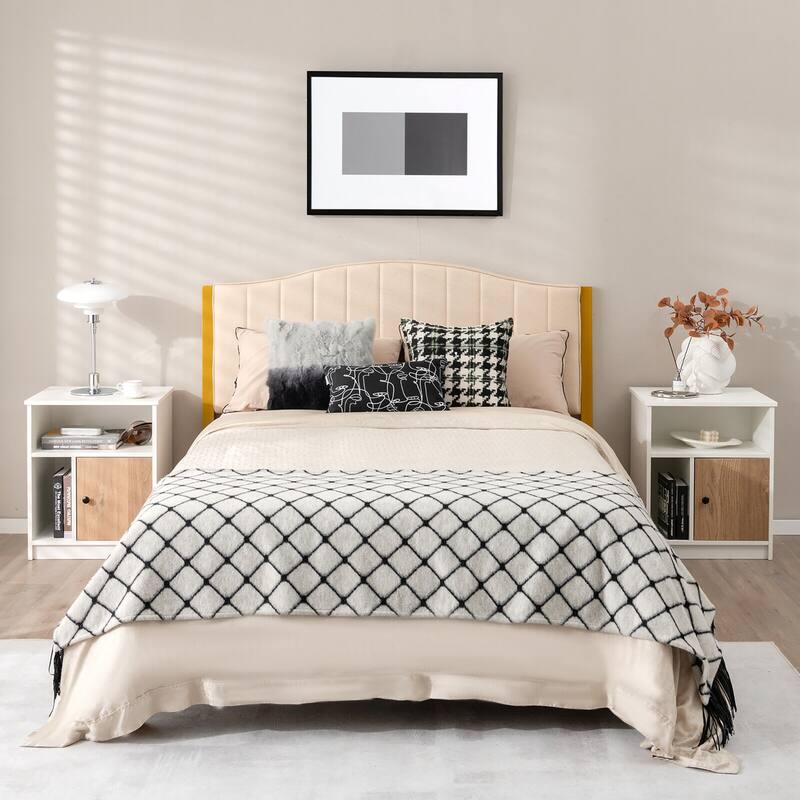 Gymax 2 PCS Nightstands Side End Beside Table w/ Storage Shelf for