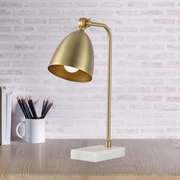 slide 1 of 8, Getledel 20-inch Adjustable Gold Desk Lamp with Marble Base
