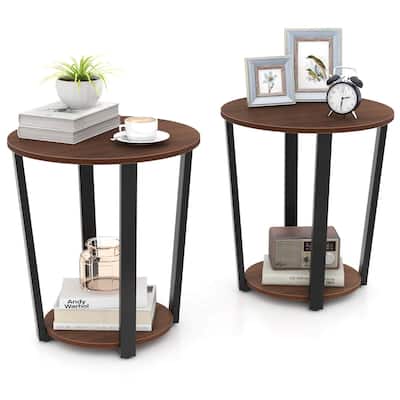 Costway Industrial End Table Sofa Side Table Set ot 2 Nightstand with - See Details