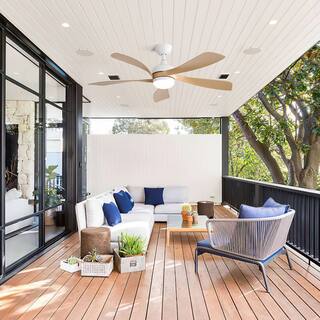 52" Modern Ceiling Fan With 3 Color Dimmable, 5 ABS Blades Remote Control - White