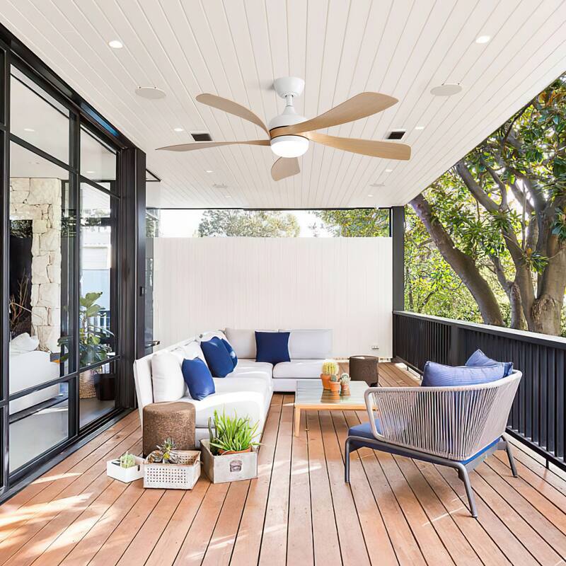Quiet Reversible DC Motor Ceiling Fan with 6-Speed Wind Remote Control and 3-Color LED Lighting, Timer Function