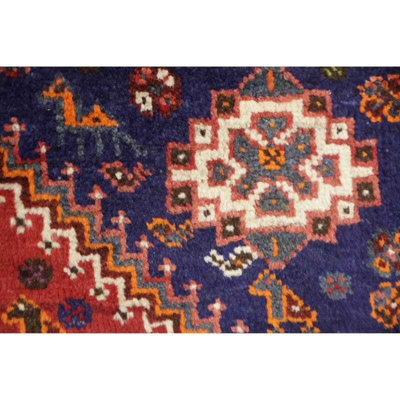 Hand Knotted Oriental 100% Wool Carpet Traditional Tribal Red Shiraz Area Rug - 5' 0'' X 3' 5''
