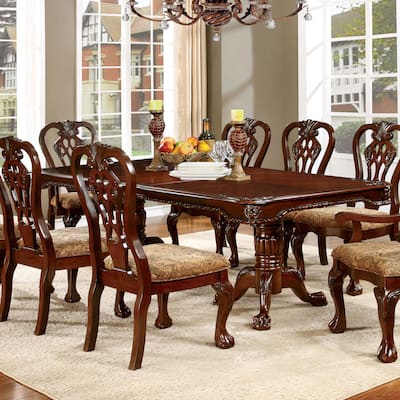 Furniture of America Carpia Formal Cherry 89-inch Expandable Dining Table