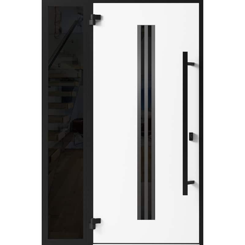 Front Exterior Prehung Steel Door Ronex 1055 Teak Entry Metal Painted W36xH80 Left hand Inswing