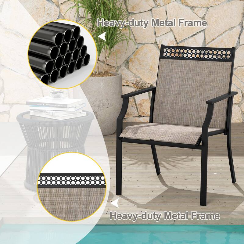 Gymax Patio Dining Chairs Set of 4 All Weather Outdoor Chairs w/ High