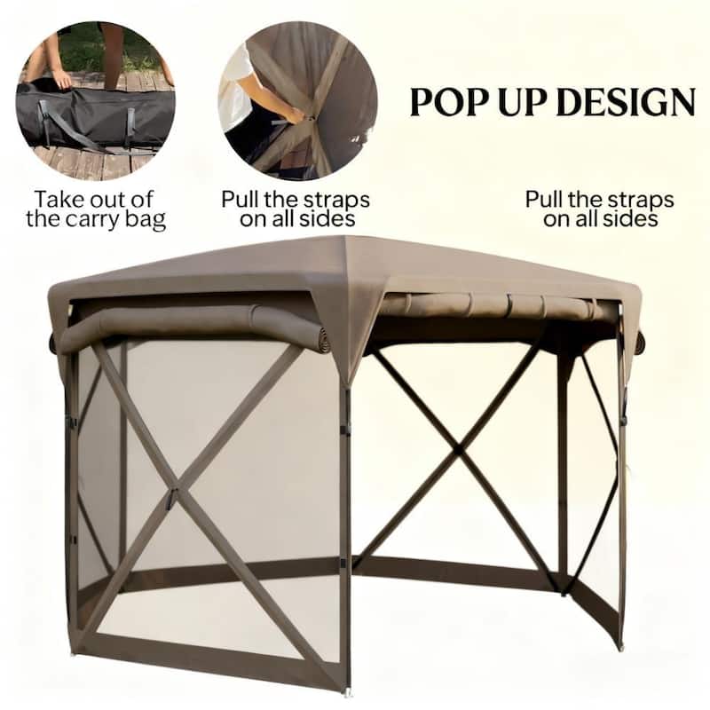 GDFStudio Outdoor Solara Pop-Up Gazebo Tent with Oxford Fabric and Fiberglass Frame