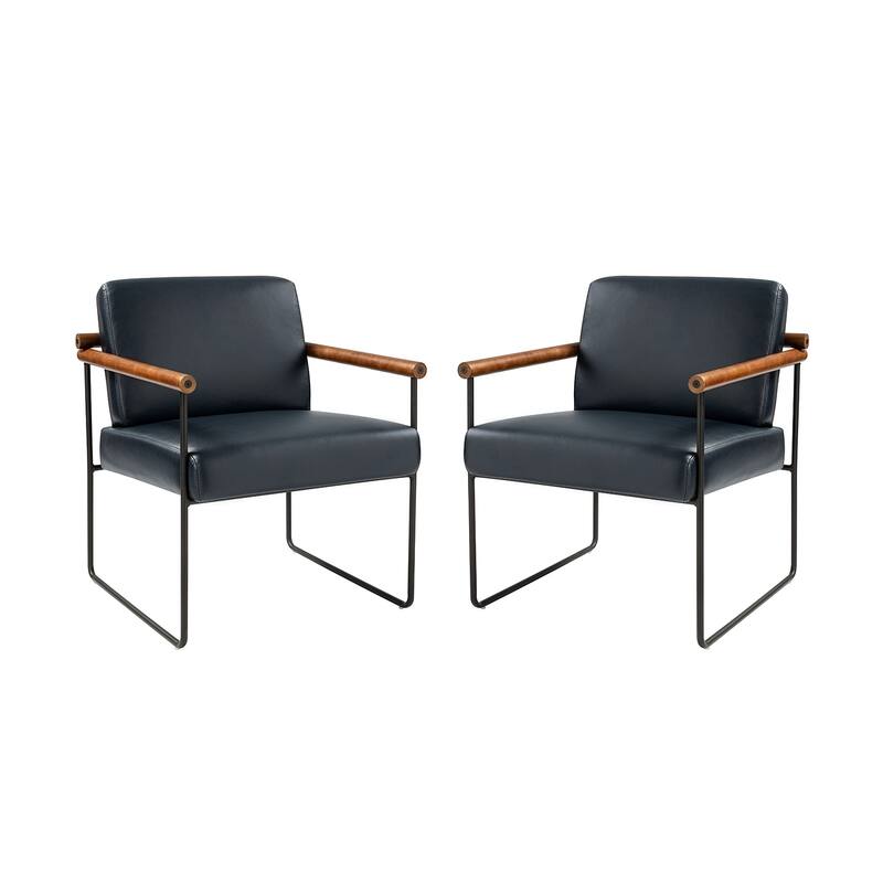Justo Modern Accent Armchair with Metal Base and Removable Cushion Set Of 2 By HULALA HOME