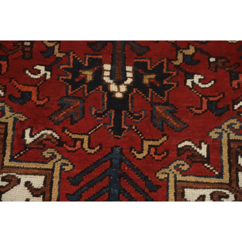 Hand Knotted Oriental 100% Wool Carpet Traditional Medallion Oranges & Rust Heriz Area Rug - 10' 8'' X 7' 6''