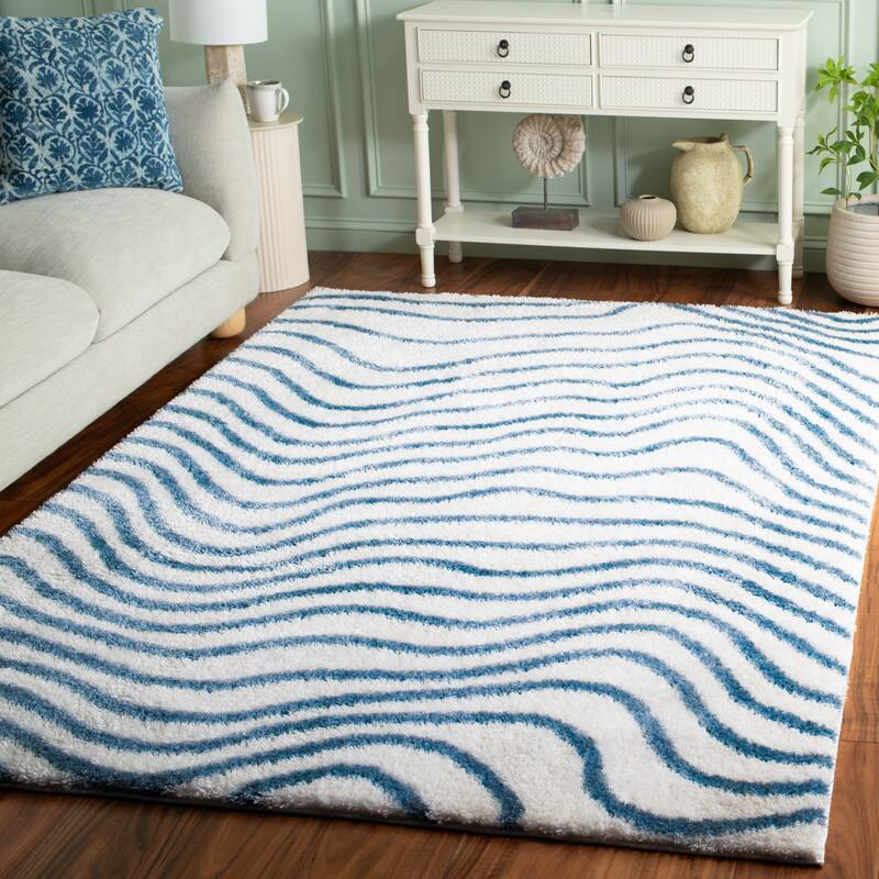 SAFAVIEH Tahoe Rica Shag Modern Stripe 1.2-inch Thick Rug