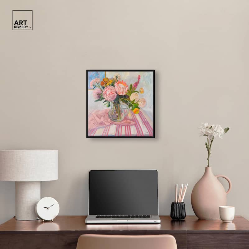 Pink Protea Pitcher Canvas by Art Remedy