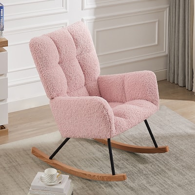 Comfy Upholstered Lounge Chair Rocking Chair with High Backrest - 25.98"L * 34.25"W * 37.79"H